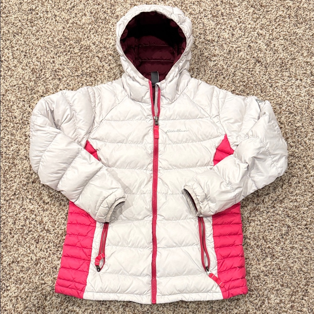 Eddie Bauer girls down jacket Hooded Puffer Jacket size M 10-12